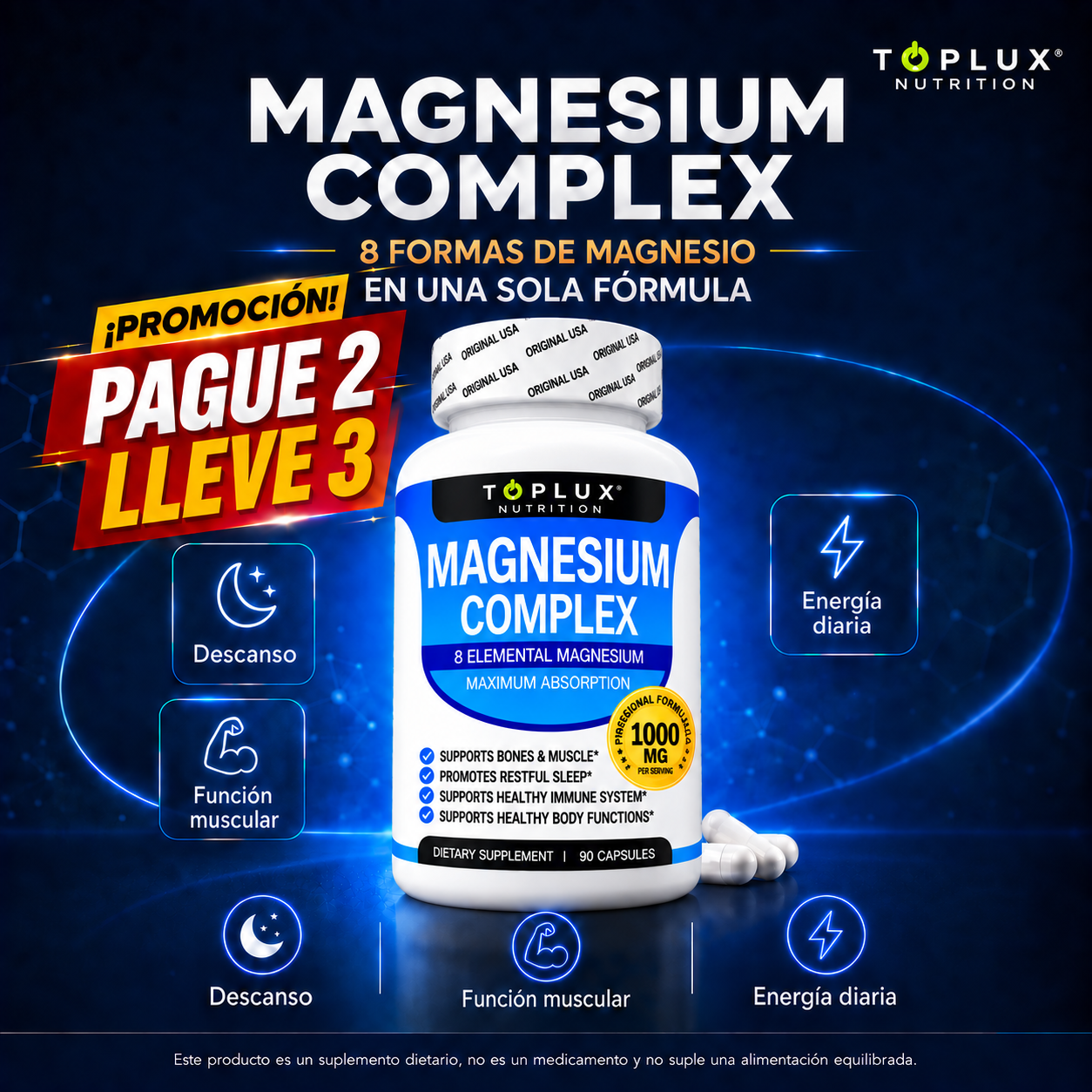 Magnesium Complex™ | TopLux Nutrition | 1000 mg 8 en | ORIGINAL