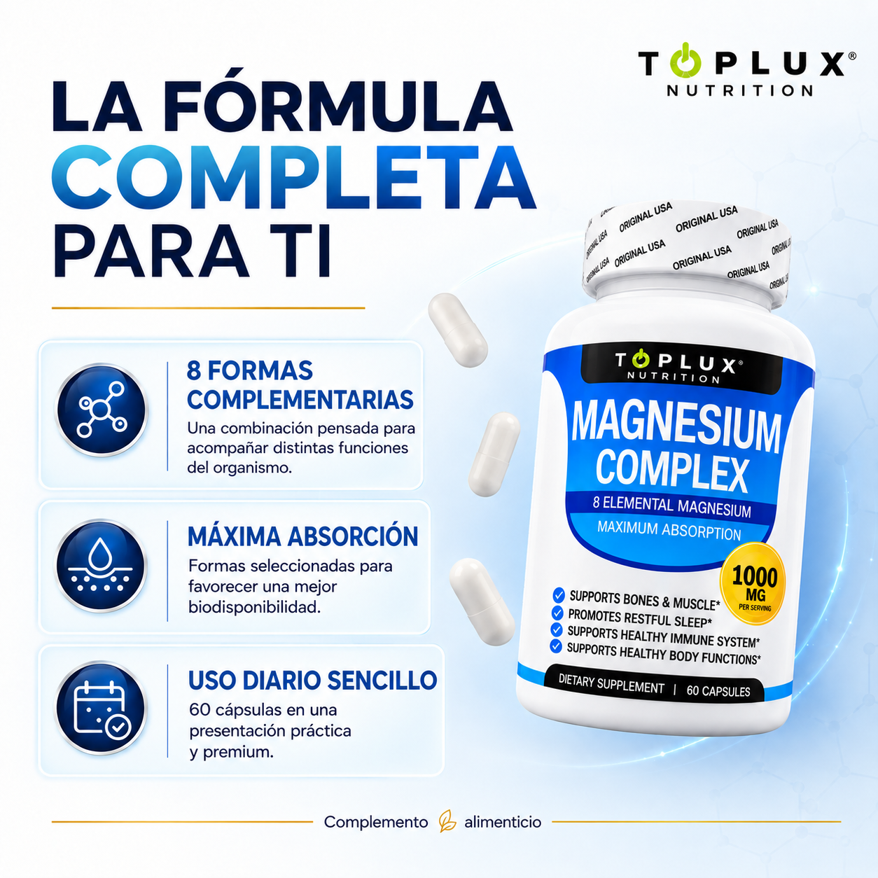 Magnesium Complex™ | TopLux Nutrition | 1000 mg 8 en | ORIGINAL